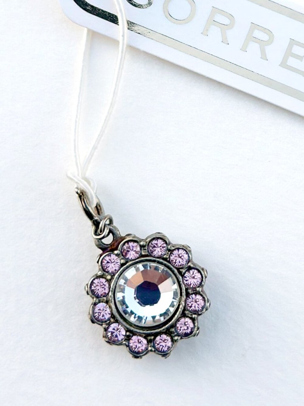 Vintage SORRELLI CH20ASPAS Reversible Swarovski Crystal Flower Charm NWT